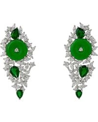 Michael Nash Jewelry - Olivia Diamond And Emerald And Jade Cubic Zirconium Earrings - Lyst