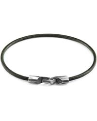 Anchor & Crew Racing Green Talbot Silver & Round Leather Bracelet - Metallic