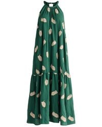 Paisie - Leaf Embroidered Halterneck Maxi Dress - Lyst