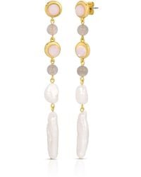 Leeada Jewelry - Marseille Long Pearl Earrings - Lyst