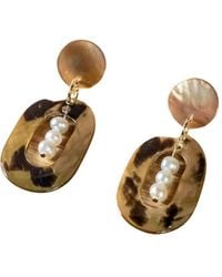 LIKHÂ - Tiger Oval Earrings With Inner Pearls - Lyst