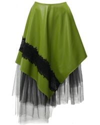 Metamorph - Vegan Leather Skirt With Tulle - Lyst