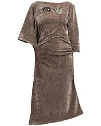 ARTISTA - Neutrals Phoebe Asymmetric Sleeve Midi Dress - Lyst