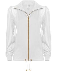 ANTONINIAS - Elegant Panacea Tracksuit Jacket With Golden Details And Chiffon Sleeves - Lyst