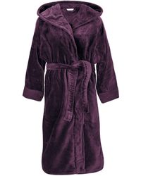 Pasithea Sleep - Organic Cotton Hooded Robe In Aubergine - Lyst