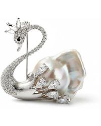 Angel Barocco - Swan Baroque Pearl Brooch - Lyst