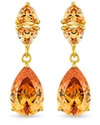 SALLY SKOUFIS - Temptation Earrings With Made Champagne Cz Diamond Stimulant - Lyst