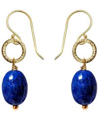 Mirabelle - Gita Oval Lapis Lazuli Drop Earrings - Lyst