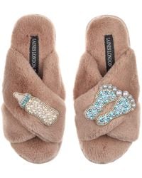 Laines London - Classic Laines Slippers With New Baby Boy Brooches - Lyst