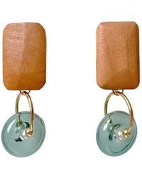 Paisie - Geometric Pine Wood Earrings - Lyst