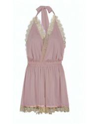 Noblesse Oblige - Cactus Rose Halter Short Lace Romper - Lyst