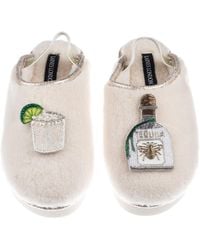 Laines London - Neutrals Flatform Cloud Closed Toe Slippers With Agave Tequila Brooches - Lyst