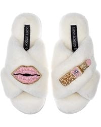 Laines London - Classic Laines Slippers With Lipstick & Lips Brooches - Lyst