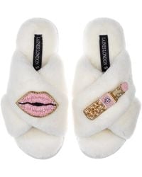 Laines London - Classic Laines Slippers With Lipstick & Lips Brooches - Lyst