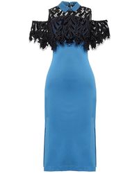 Smart and Joy - Lace On Top Cold Shoulders Fitted Dress - Lyst