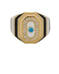 Ebru Jewelry - Black & White Enamel Diamond Gold Statement Ring - Lyst