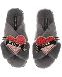 Laines London - Classic Laines Slippers With Fuck Off Brooches - Lyst
