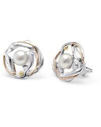 Isla Silver - Freshwater Pearl Stud Earrings - Lyst