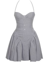 Miss Circle New York - Melody Stripe Halter Drop Waist Mini Dress - Lyst