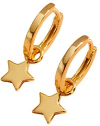 Posh Totty Designs - Yellow Gold Plated Star Charm Huggie Hoop Earrings - Lyst