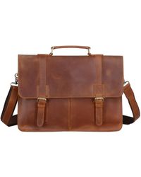 Touri - Worn Look Genuine Leather Briefcase - Lyst
