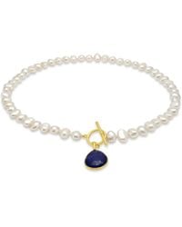 Pearls of the Orient Online - Clara Cultured Freshwater Pearls Necklace With Lapis Lazuli Vermeil Drop - Lyst