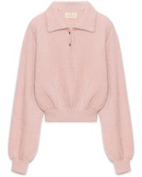 Peraluna - Lucy Polo-Neck Crop Knit Blouse - Lyst