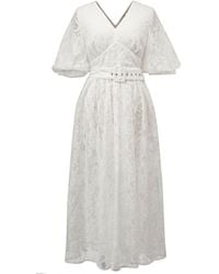 Smart and Joy - All-Lace Puffy Sleeves Dress With Belt - Lyst