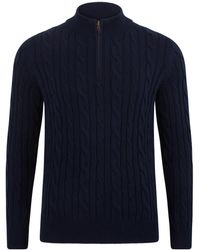 Paul James Knitwear - Midweight Romano Cotton Cable Zip Neck Jumper - Lyst