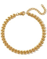 Elk & Bloom - 14K Leaf Chain Bracelet - Lyst