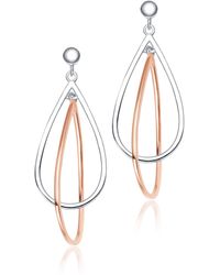 Genevive Jewelry - Classy Sterling Two-Tone Pear Shaped Dangling Earrings - Lyst