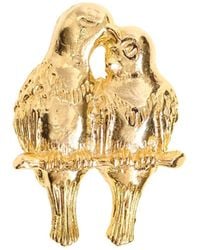 Caramel Vintage Jewellery - Plated Lovebirds Brooch - Lyst