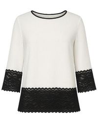 Conquista - Neutrals Loose Fit Ecru Top With Lace Detail - Lyst