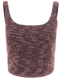 AVENUE No.29 - Tweed Cropped Blouse With Metallic Zipper - Lyst