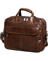 Touri - Vintage Look Genuine Leather Briefcase - Lyst