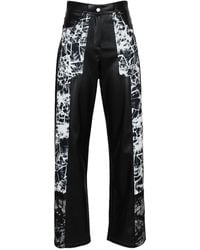Lalipop Design - Wide-Leg Vegan Leather Pants Panelled With Abstract Print - Lyst