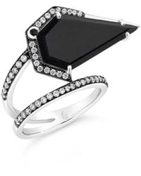 SALLY SKOUFIS - Blade Ring With Natural Diamond & Made Cz Diamond Stimulant - Lyst