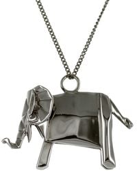 Origami Jewellery Elephant Necklace Sterling Silver Gun Metal - Black