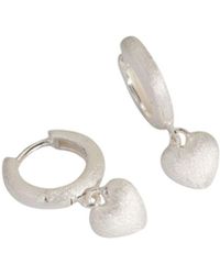 Claire Hill Designs - Brushed Heart Huggie Hoops - Lyst