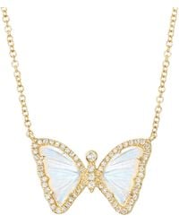 KAMARIA - Mini Moonstone Butterfly Necklace With Diamonds - Lyst