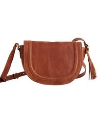 VIDA VIDA - Luxury Soft Leather Saddle Bag With Tassel Tan - Lyst