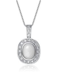 Genevive Jewelry - Sterling Cubic Zirconia Stone Pendant Necklace - Lyst