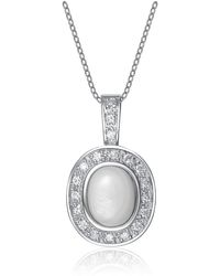 Genevive Jewelry - Sterling Silver Cubic Zirconia White Stone Pendant Necklace - Lyst