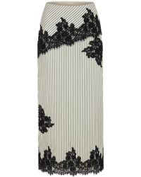 Amy Lynn - Verona Stripe Satin Lace Midi Skirt - Lyst