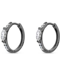 SALLY SKOUFIS - Natural Huggie Earrings With Made Cz Diamond Stimulant - Lyst