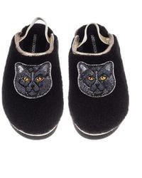 Laines London - Flatform Cloud Slippers With Double British Shorthair Cat Brooches - Lyst