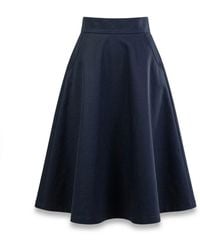 Nikka Place - Cotton Midi Flared Skirt With High Waist And Pockets - Lyst