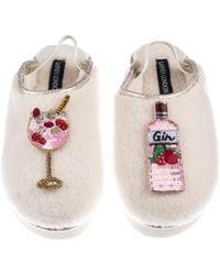 Laines London - Neutrals Flatform Cloud Closed Toe Slippers With Gin & Glass Brooches - Lyst