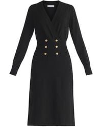 Paisie - Knitted Wrap V-Neck Dress - Lyst