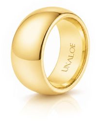 Unaloe - Wide Smooth Domed Sterling Band With Plating: Bold Elegance - Lyst